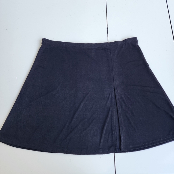 Pacific Beach Black Stretch Mini Pleated Swimwear Skirt Cover-Up Front Slit XL - Picture 1 of 8